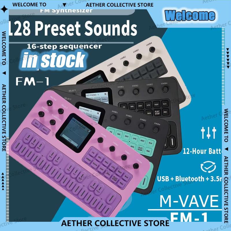 Midi Controller Pad - M-Vave Fm-1 ポケットFMシンセサイザー Bluetooth MIDIコントローラー 6オペレーター