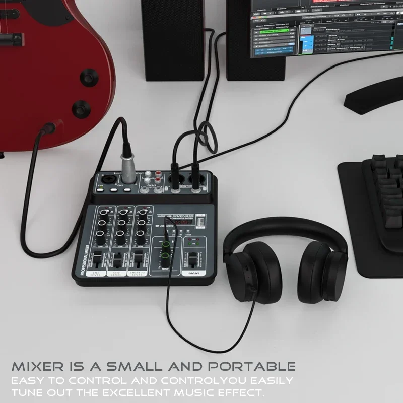 4チャンネルプロオーディオミキシングコンソール、48Vファン - Audio Music Dj のレビューと価格